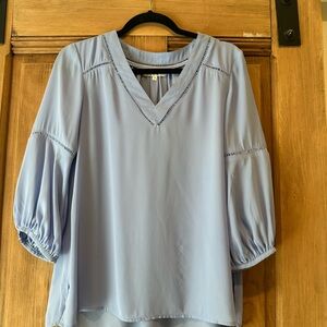 Women's Light Blue V-Neck Blouse